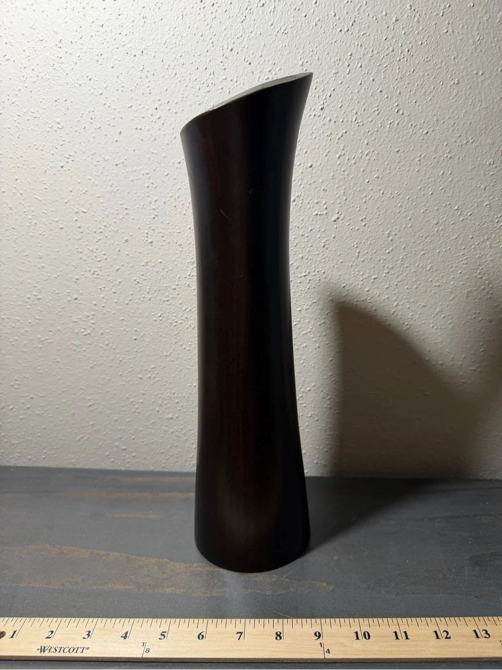Source Unknown Dark Brown Sculptural Wooden Vase